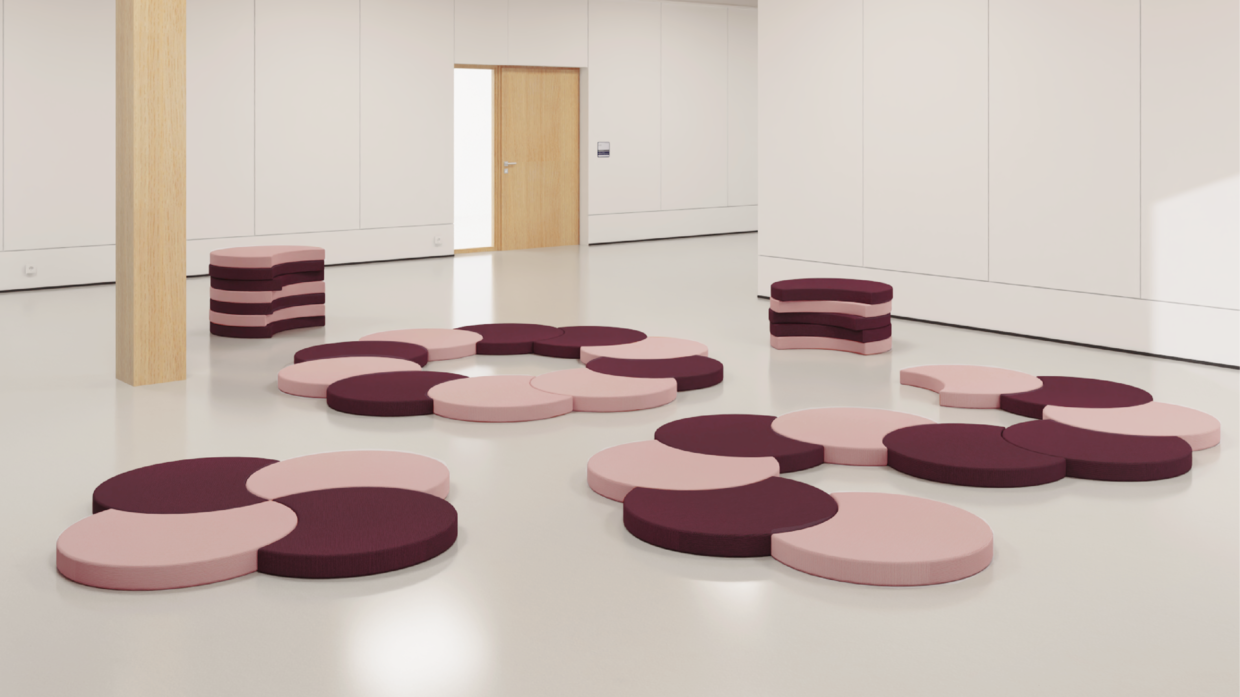 Bild von Sitzkreisen aus Polsterelementen für bodennahes Lernen